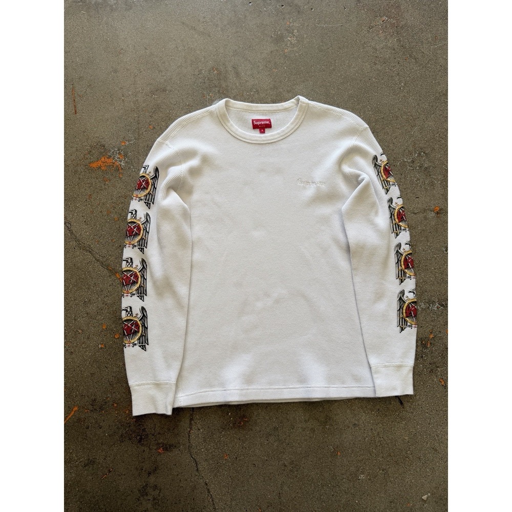 Y2K Supreme X Slayer White Waffle-Knit Thermal Embroidered L/S